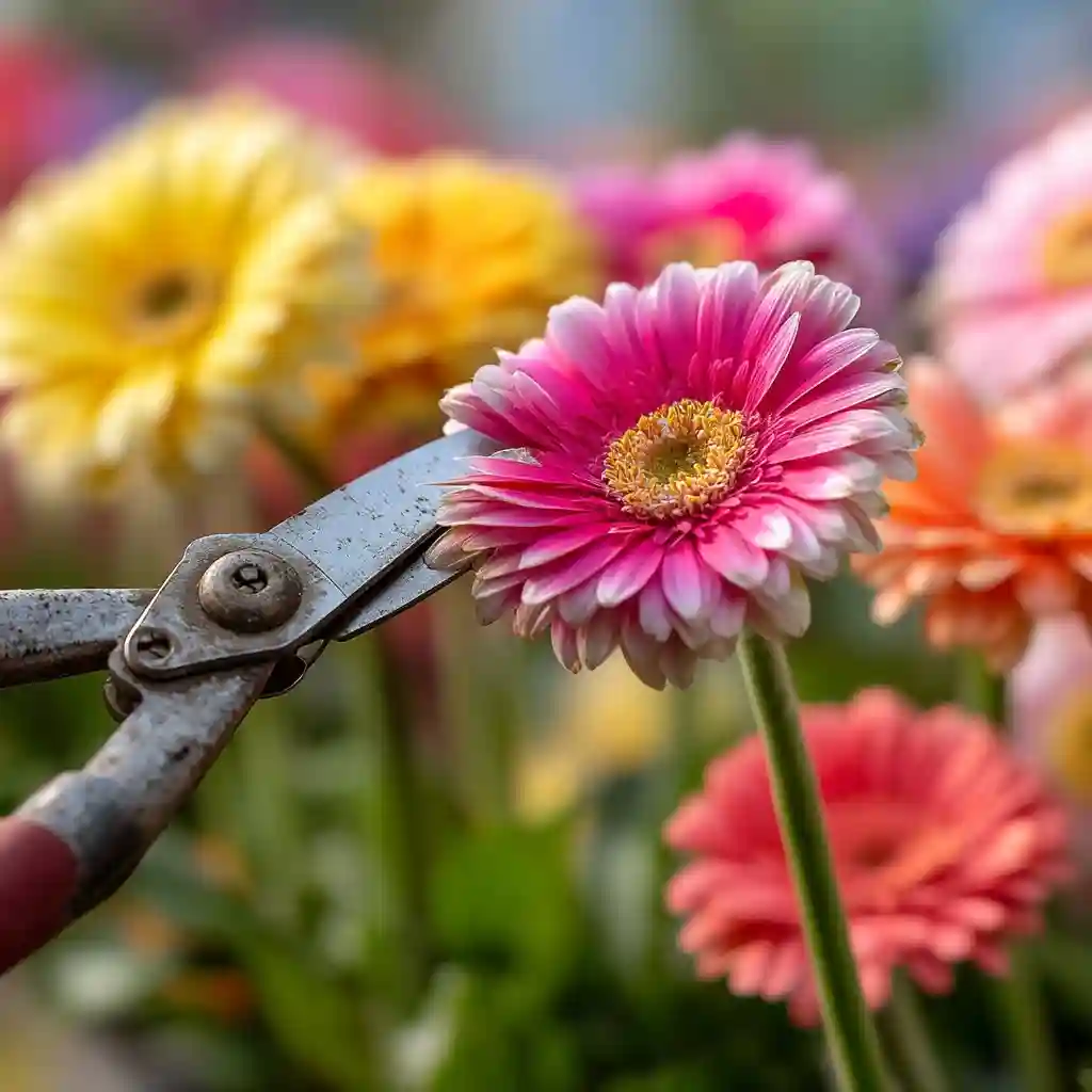 Trim or Deadhead Gerbera Daisies to Induce Re-Blooming