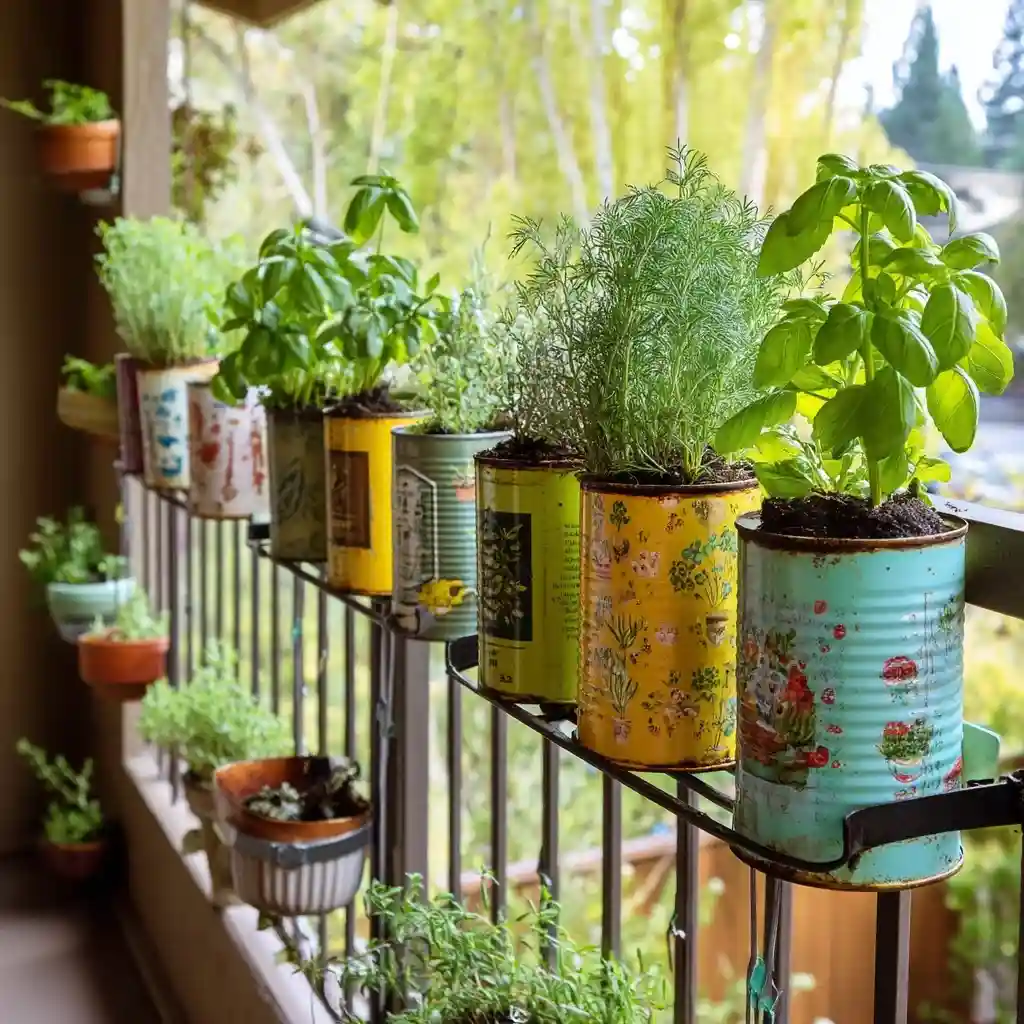 Recycled Tin Can Herb Planters