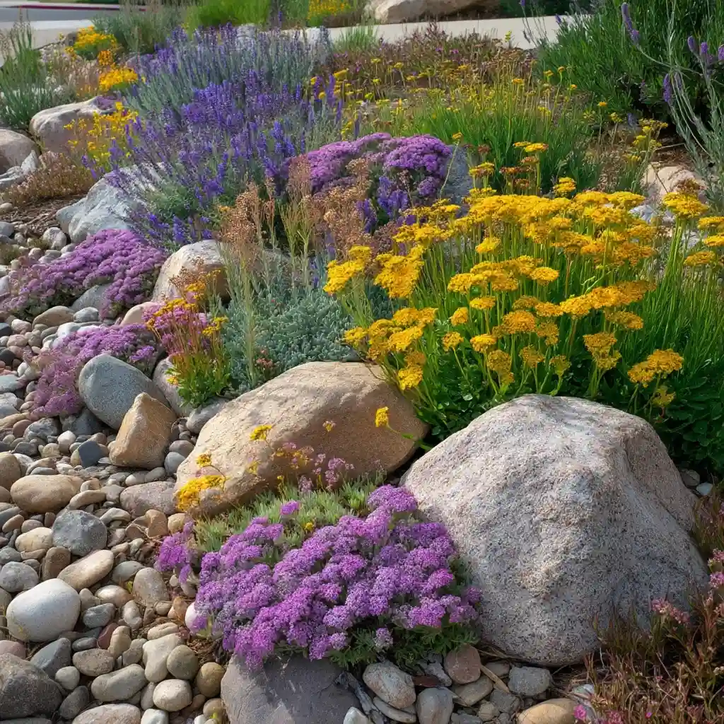 Rock Garden With Drought-Tolerant Blooms