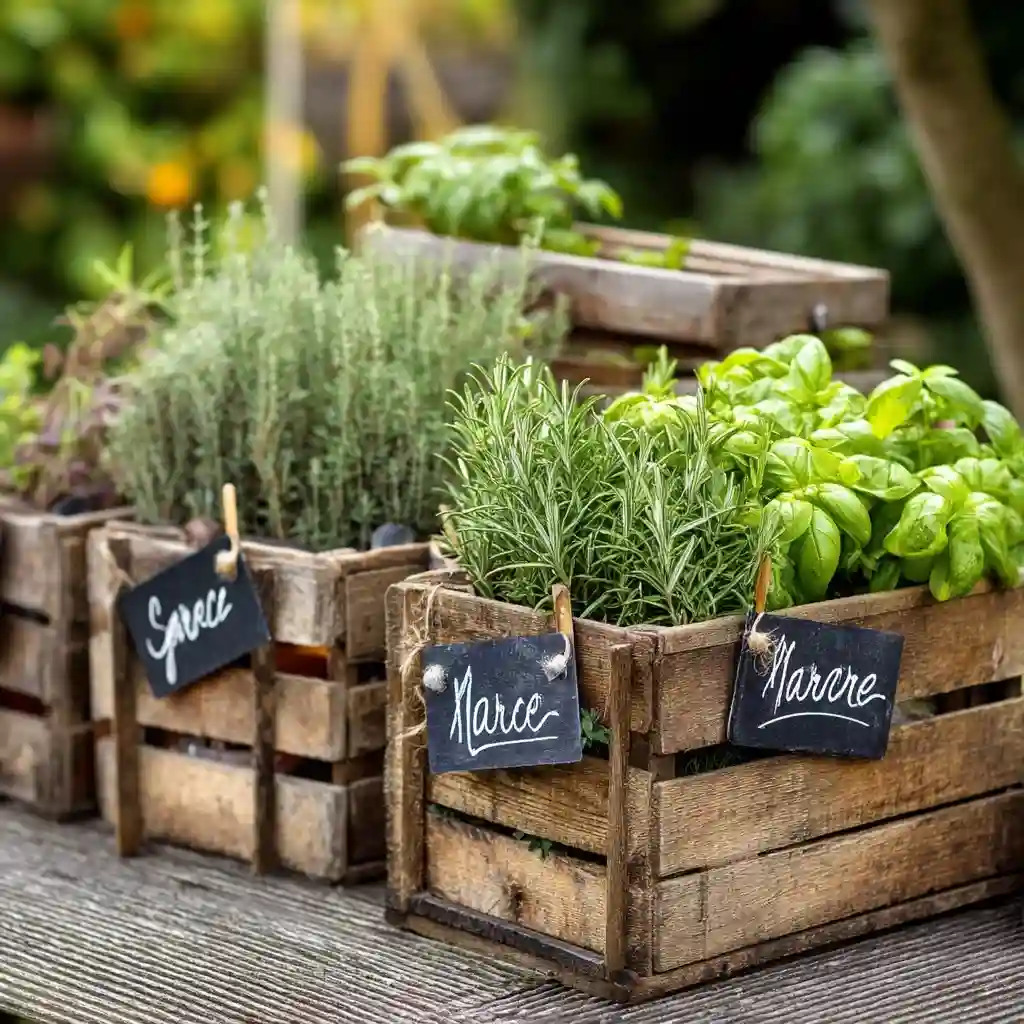 Wooden Crate Herb Garden
