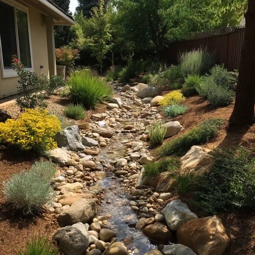 Natural Stone Pathways for a Dry Creek Bed