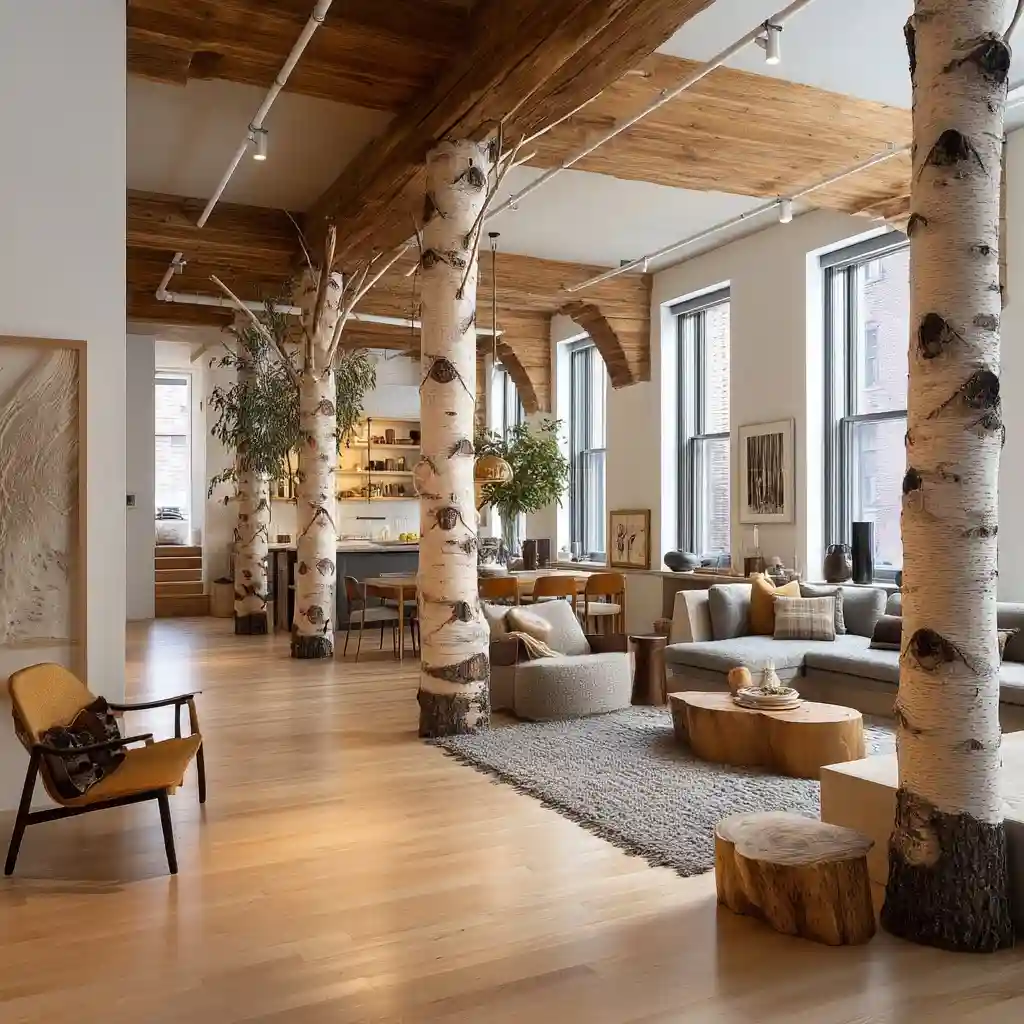Use Birch Trunks as Decorative Columns