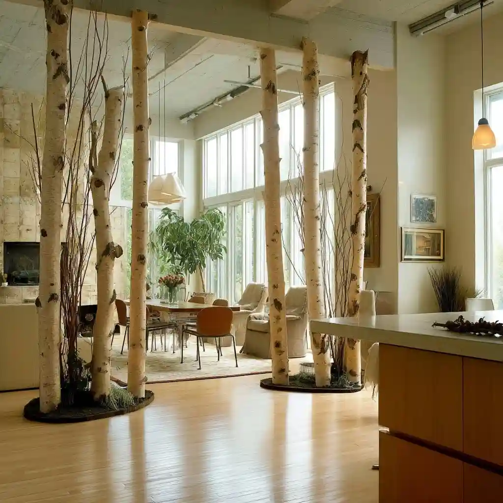 Create Natural Room Dividers with Birch Trees