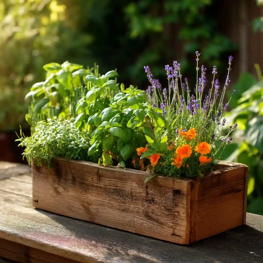 Lush Herb and Flower Planter Box