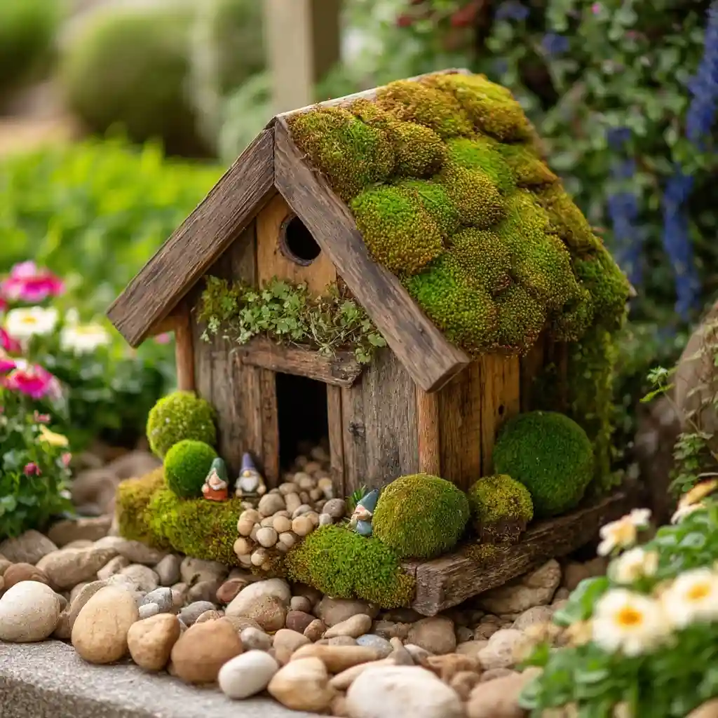 23. Turn a Wood Birdhouse Into a Gnome Dwelling