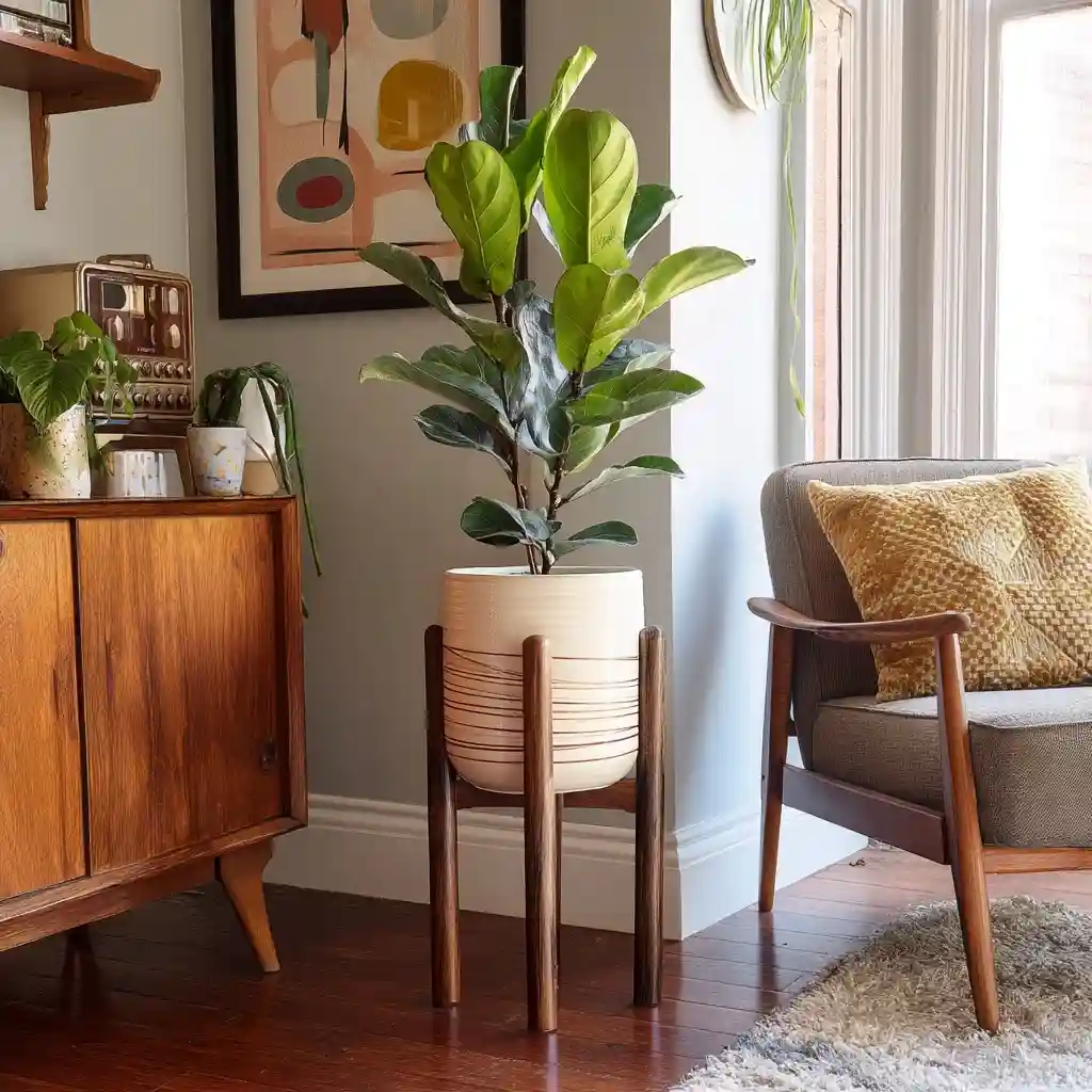 Midcentury Plant Stand (Wood Dowel Style)
