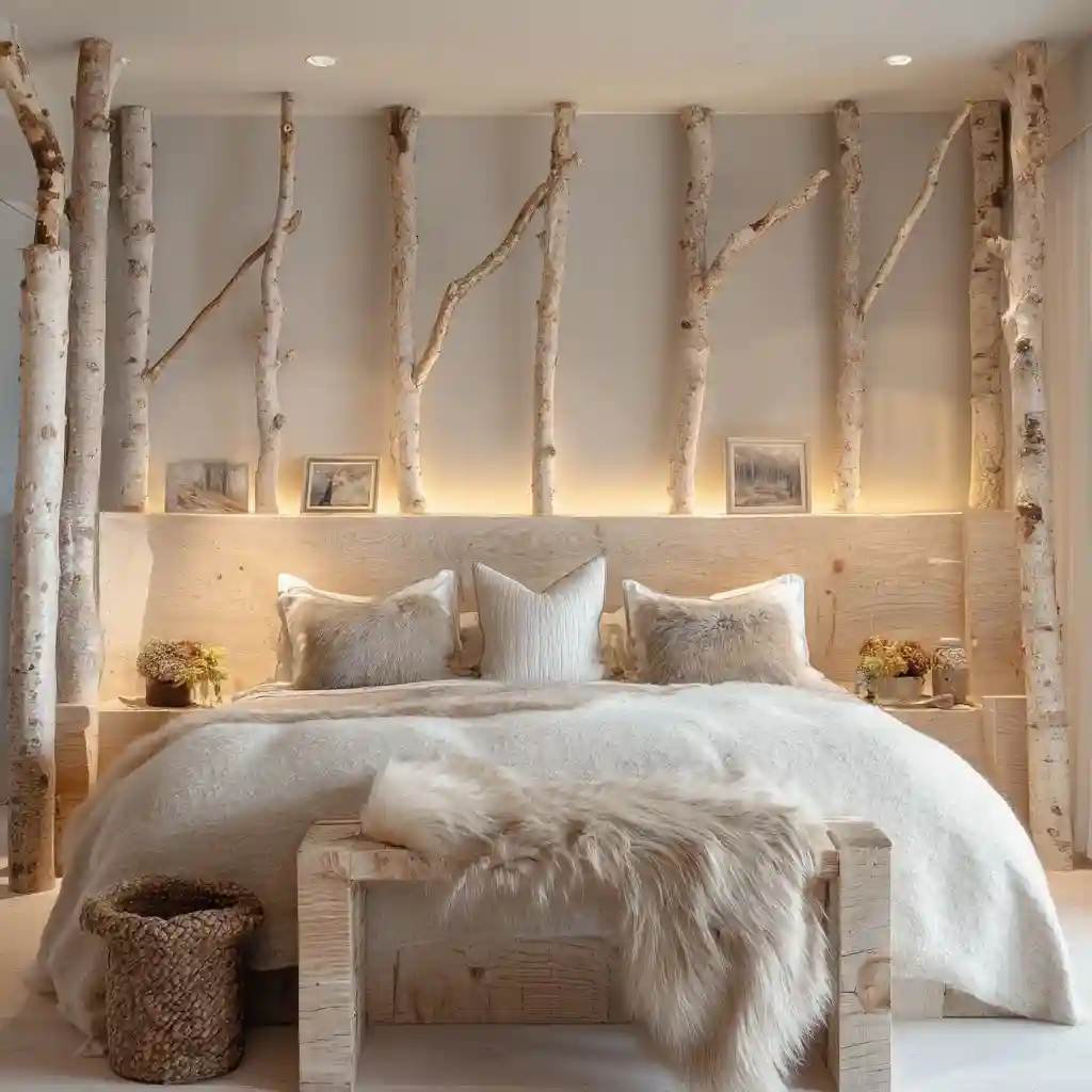 Use Birch Branches as Bed Accents