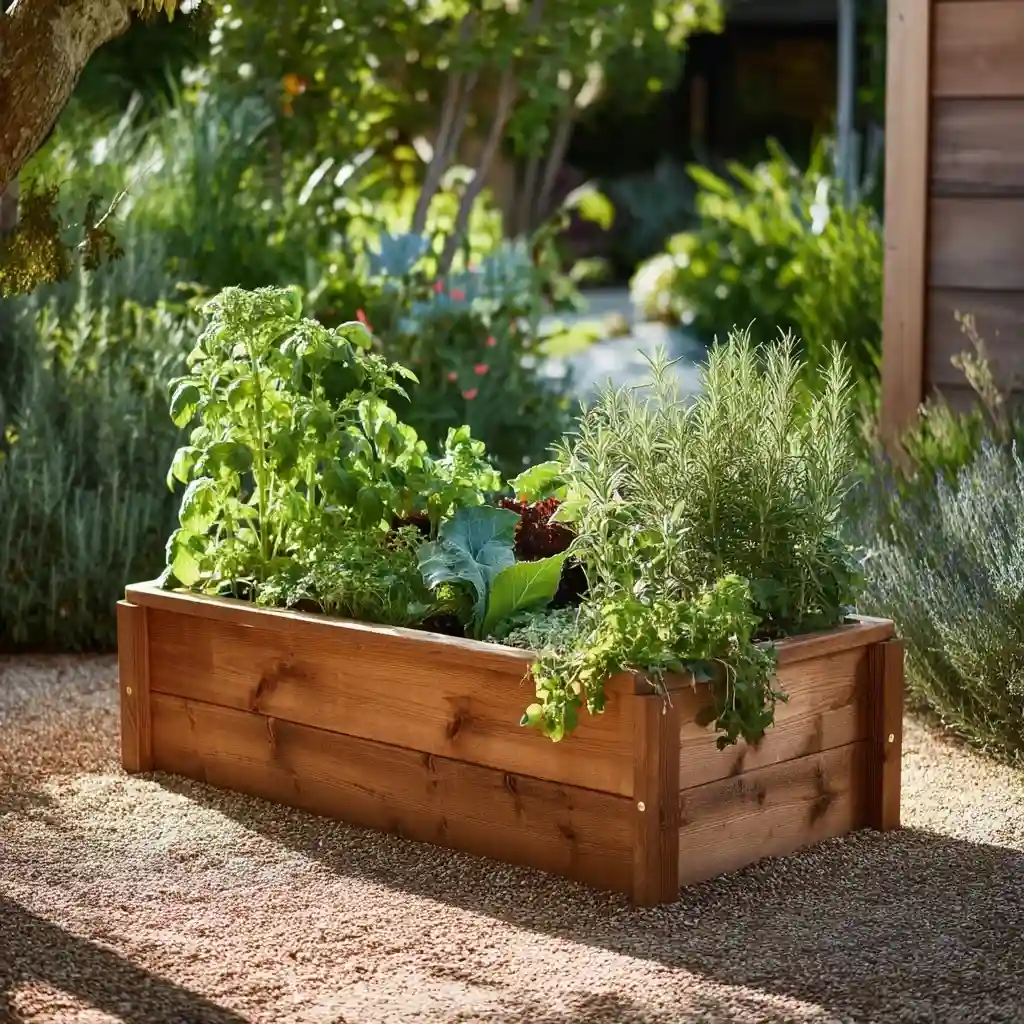 Raised Wooden Planter Box