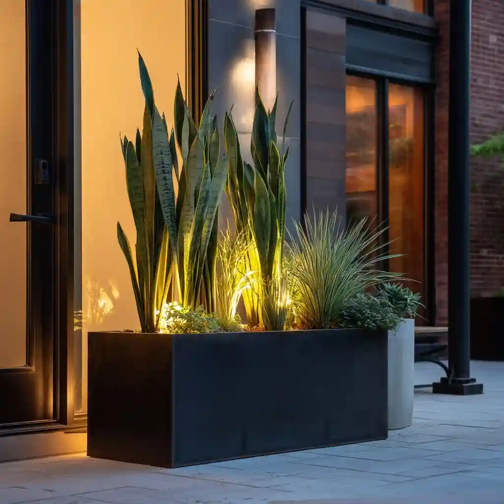  Modern Metal Planter Box with Night Glow