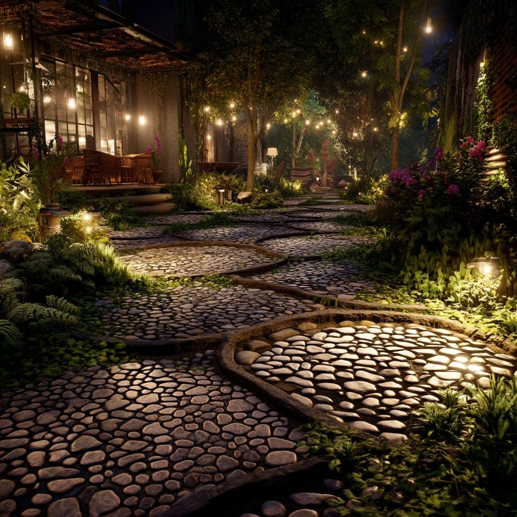 Glow-in-the-Dark Pebble Mosaic Pathways