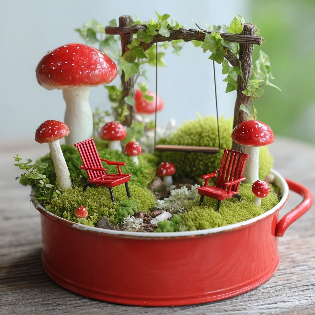 Pops of Red Fairy Garden
