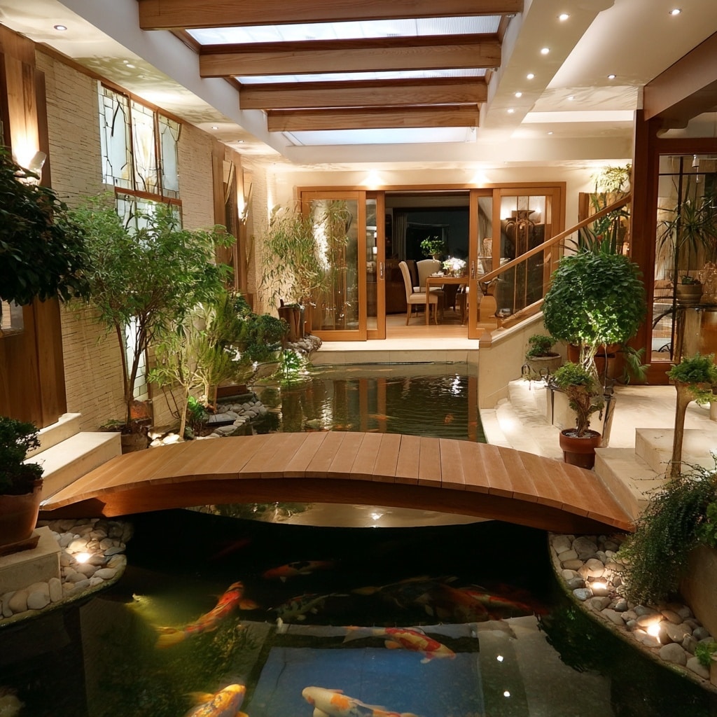 Large Indoor Pond with Bridge