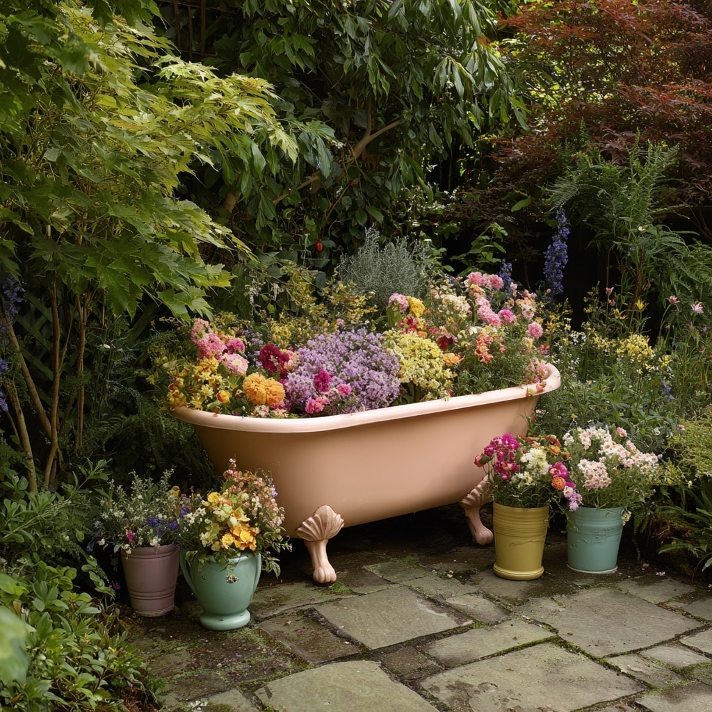Upcycled Bathtub Planters