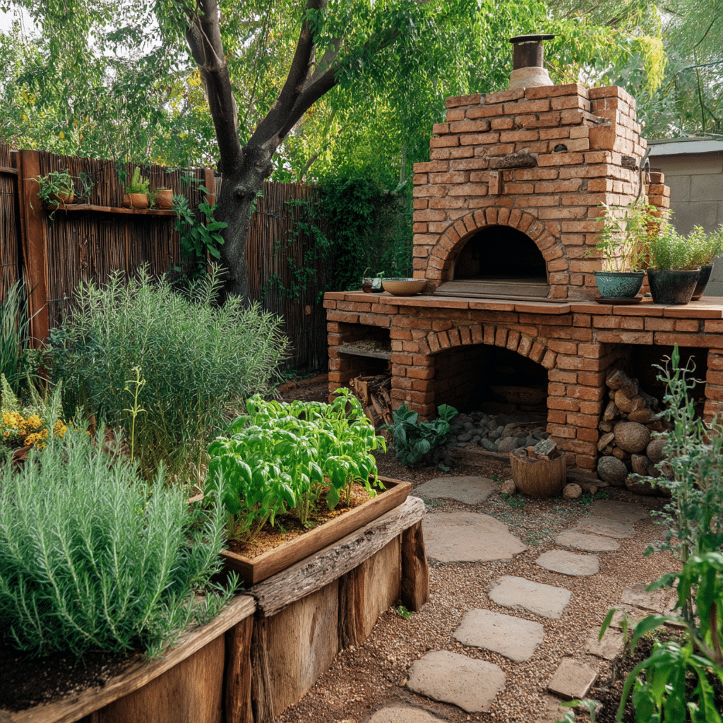 Outdoor Pizza Oven with Garden Beds