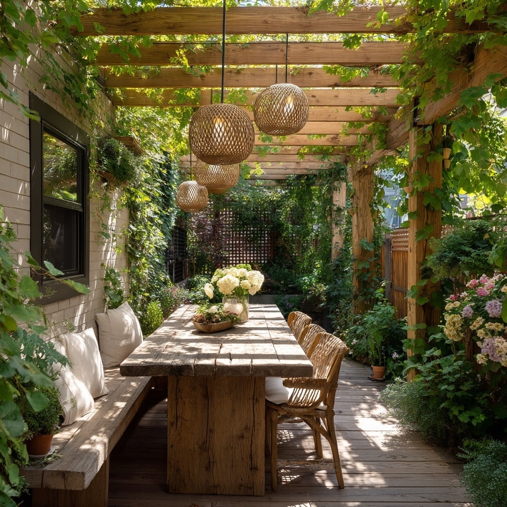 Patio Dining Area Under a Pergola