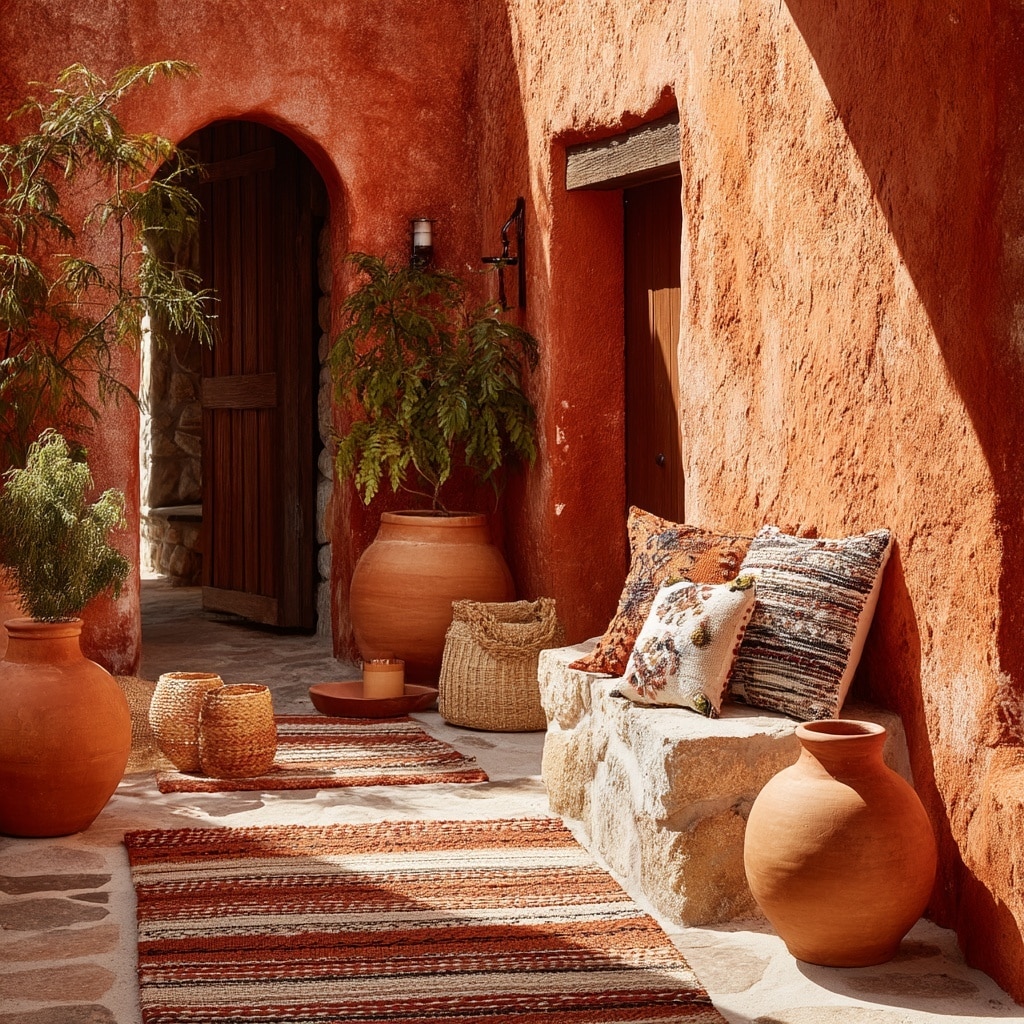 Mexican Patio Ideas for a Warm & Vibrant Outdoor Space 5 Use Earthy Textures and Warm Colors