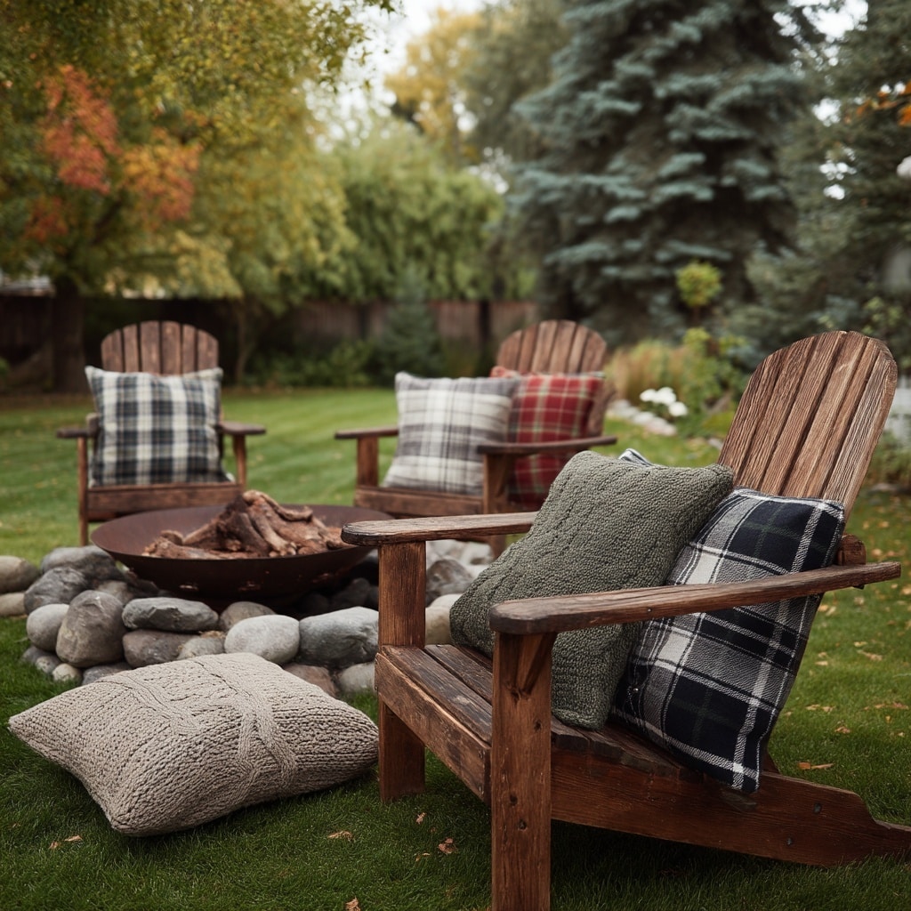 8 Cozy Fire Pit Ideas for Your Backyard This Fall 5 Utilize Knit Pillows for Extra Comfort