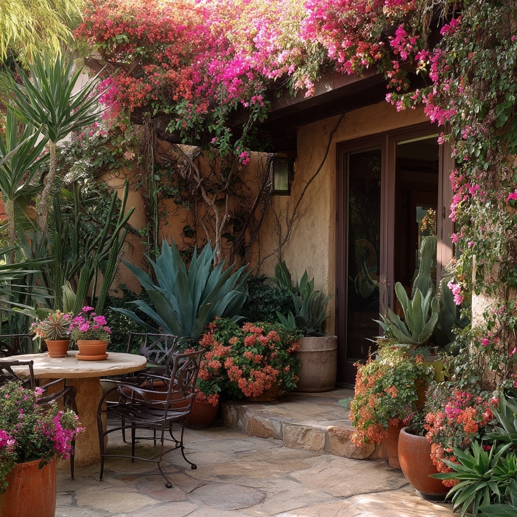 Mexican Patio Ideas for a Warm & Vibrant Outdoor Space 6 Add Plants That Evoke the Desert and Tropics