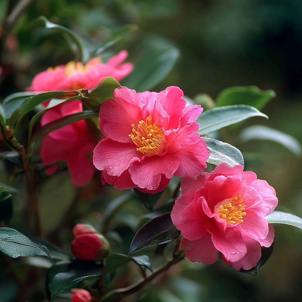 Camellia – Glossy Leaves and Rose-Like Blooms