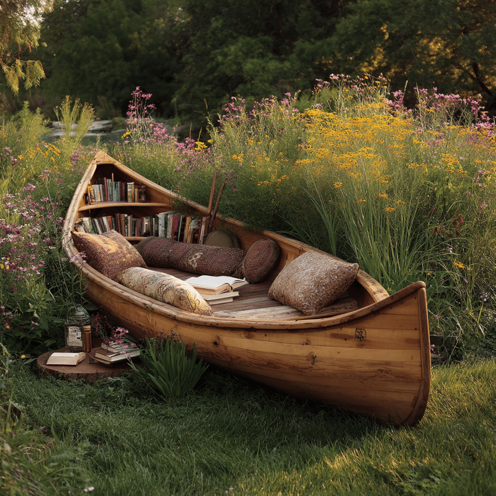 Canoe Reading Nook in Wildflowers