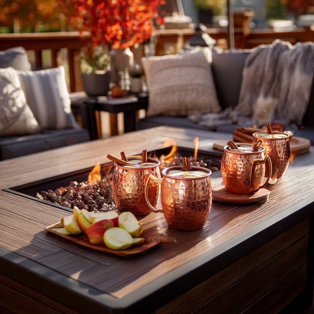 8 Cozy Fire Pit Ideas for Your Backyard This Fall 8 Serve Cider in Copper Mugs