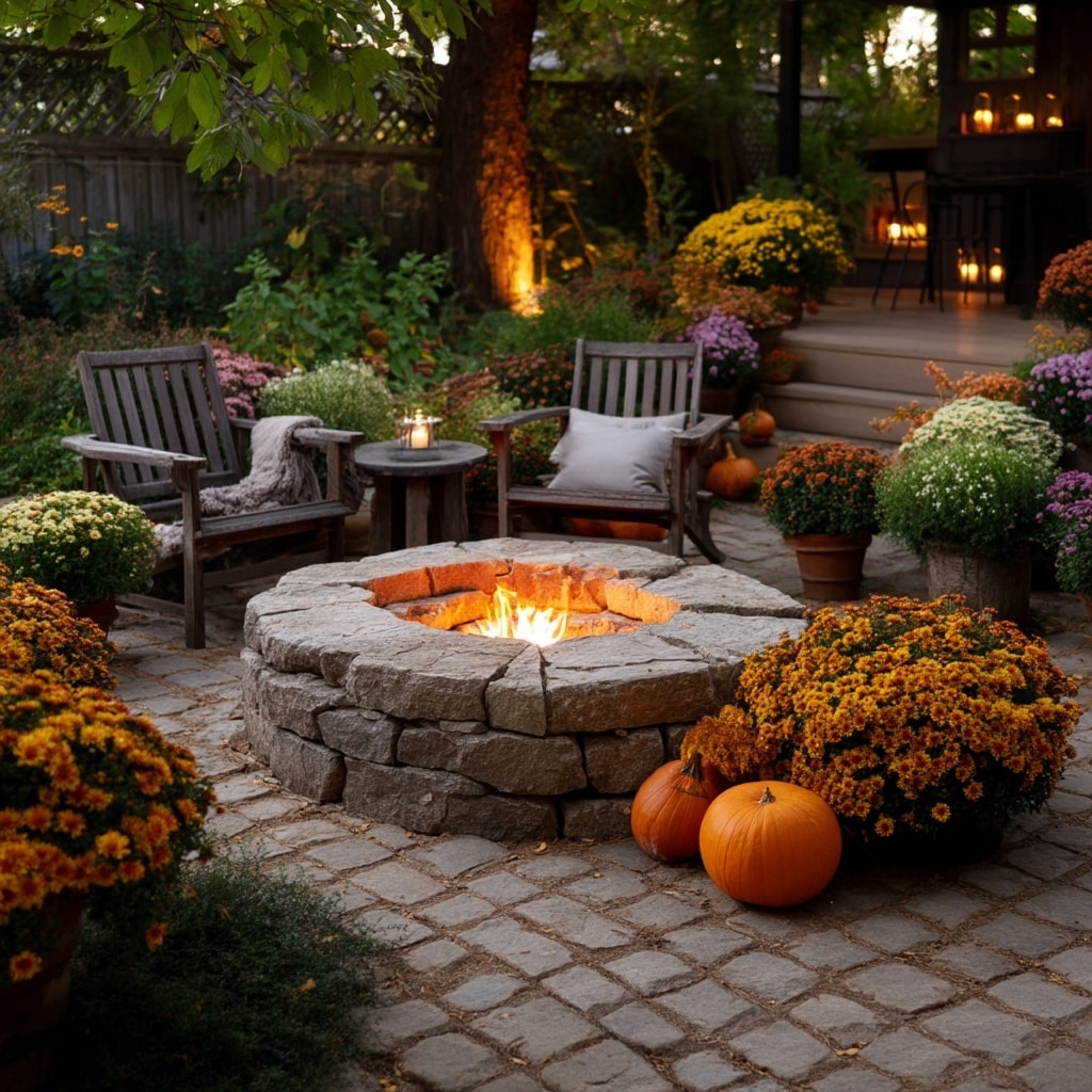8 Cozy Fire Pit Ideas for Your Backyard This Fall 9 Set Out Garden Mums