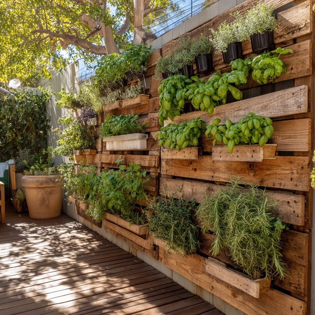 Vertical Herb Wall from Pallet Wood
