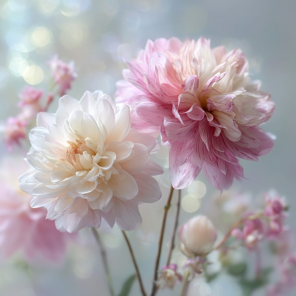 Peony and Orchid Dahlias