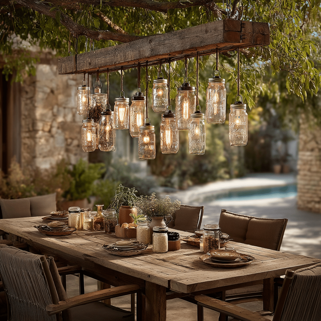 Mason Jar Chandelier with Edison Bulbs