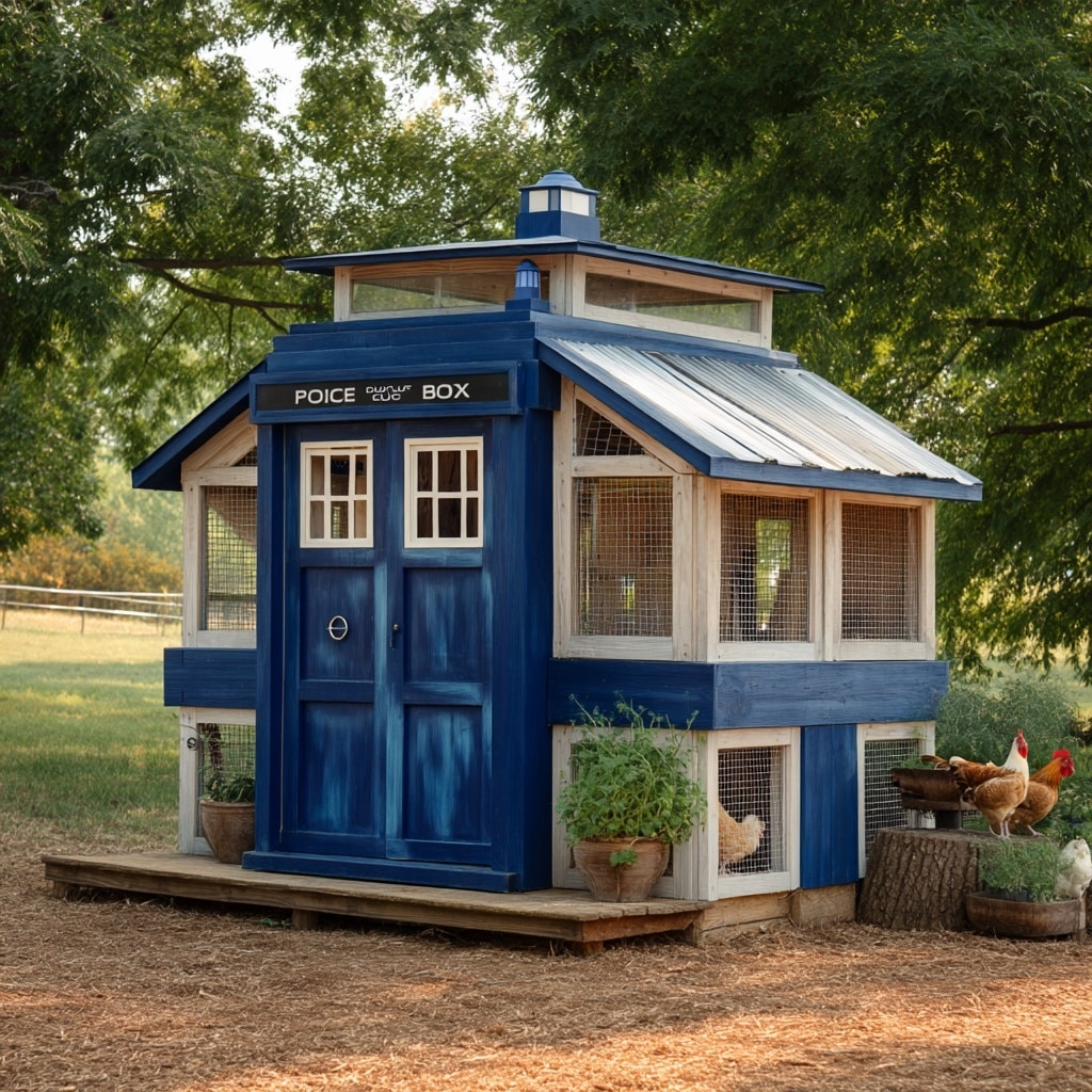10 Chicken Coop Ideas for Your Backyard Flock 14 The Whimsical Tardis Coop