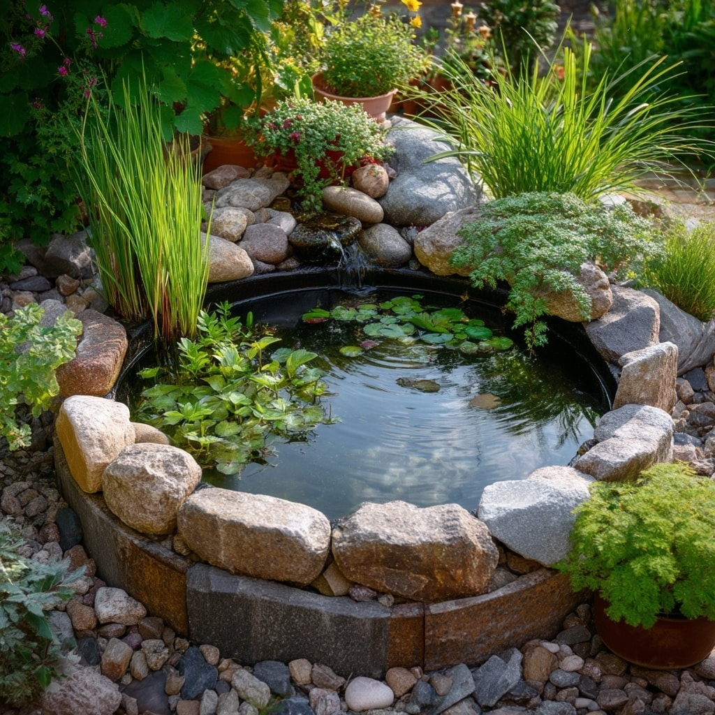 Small Garden Pond for a Unique Focal Point