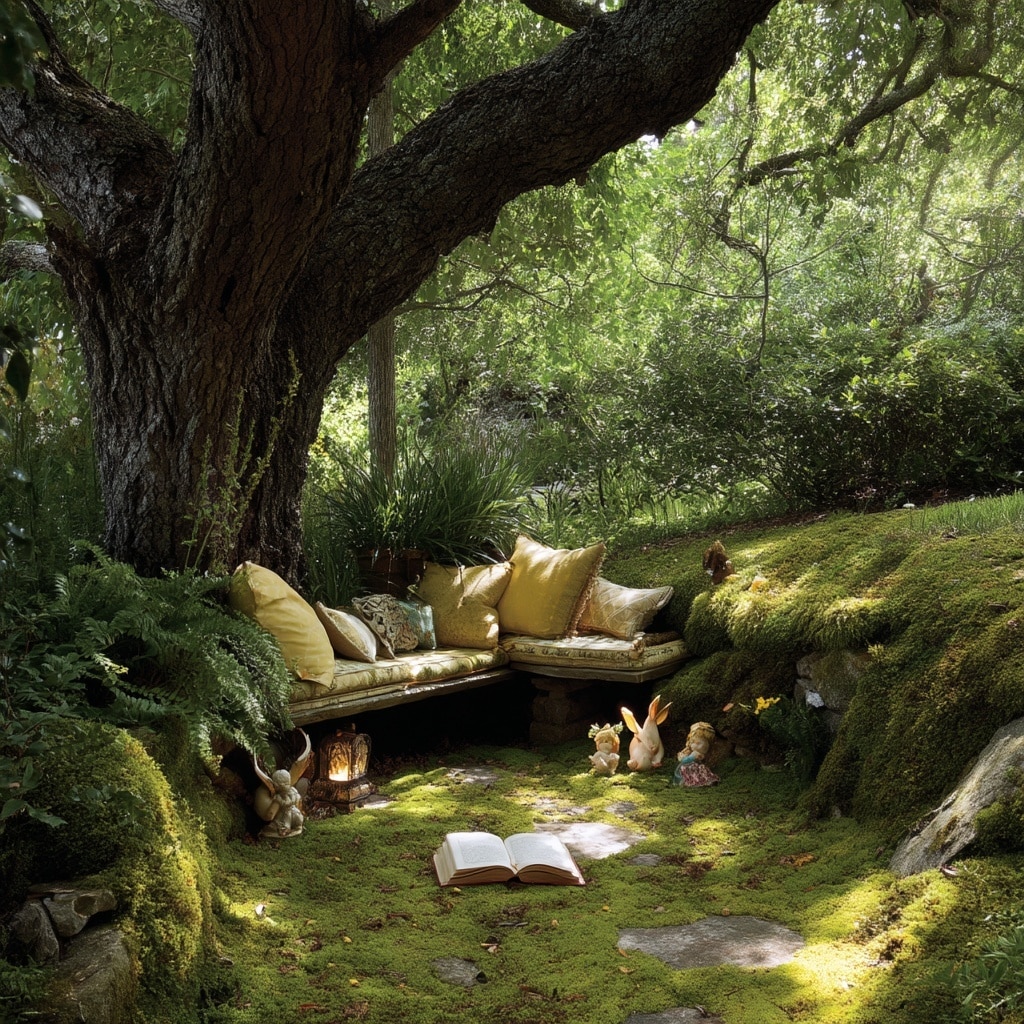 10 Large Fairy Garden Ideas Backyards for a Whimsical Outdoor Retreat 7 Mossy Reading Nook