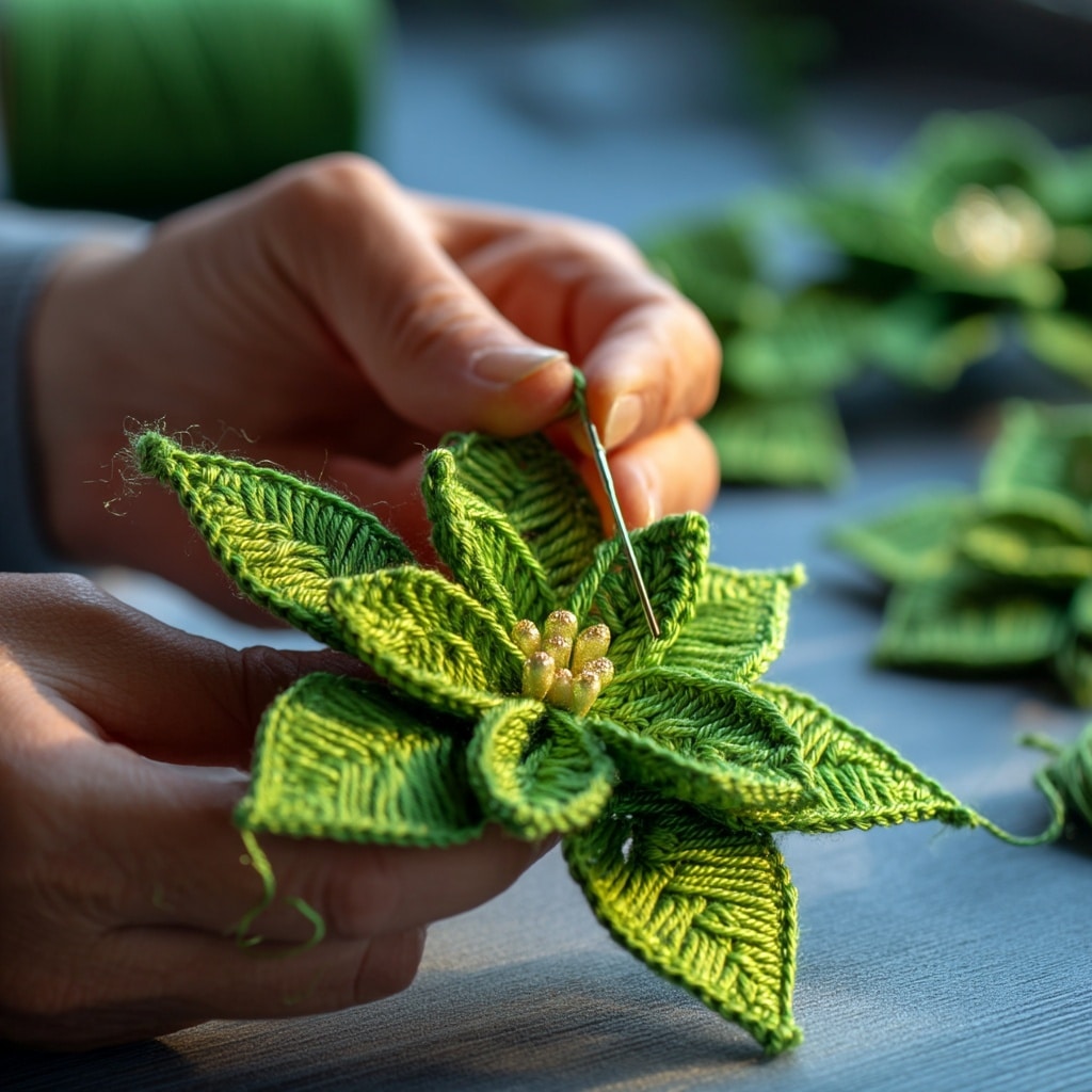 Crochet Bendable Poinsettia Flower Pattern 3 Crocheting the Leaves