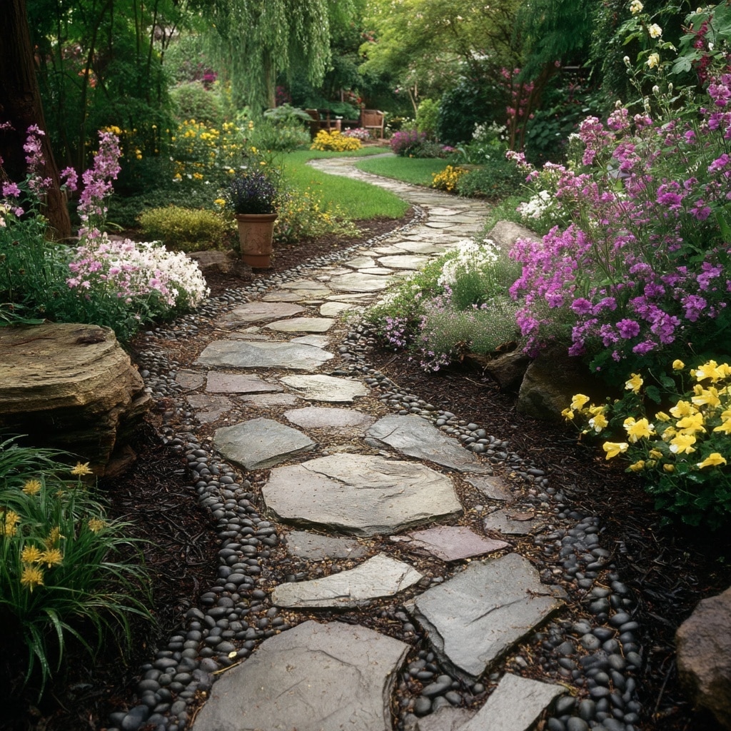 Stone Foot Path with Mulch
