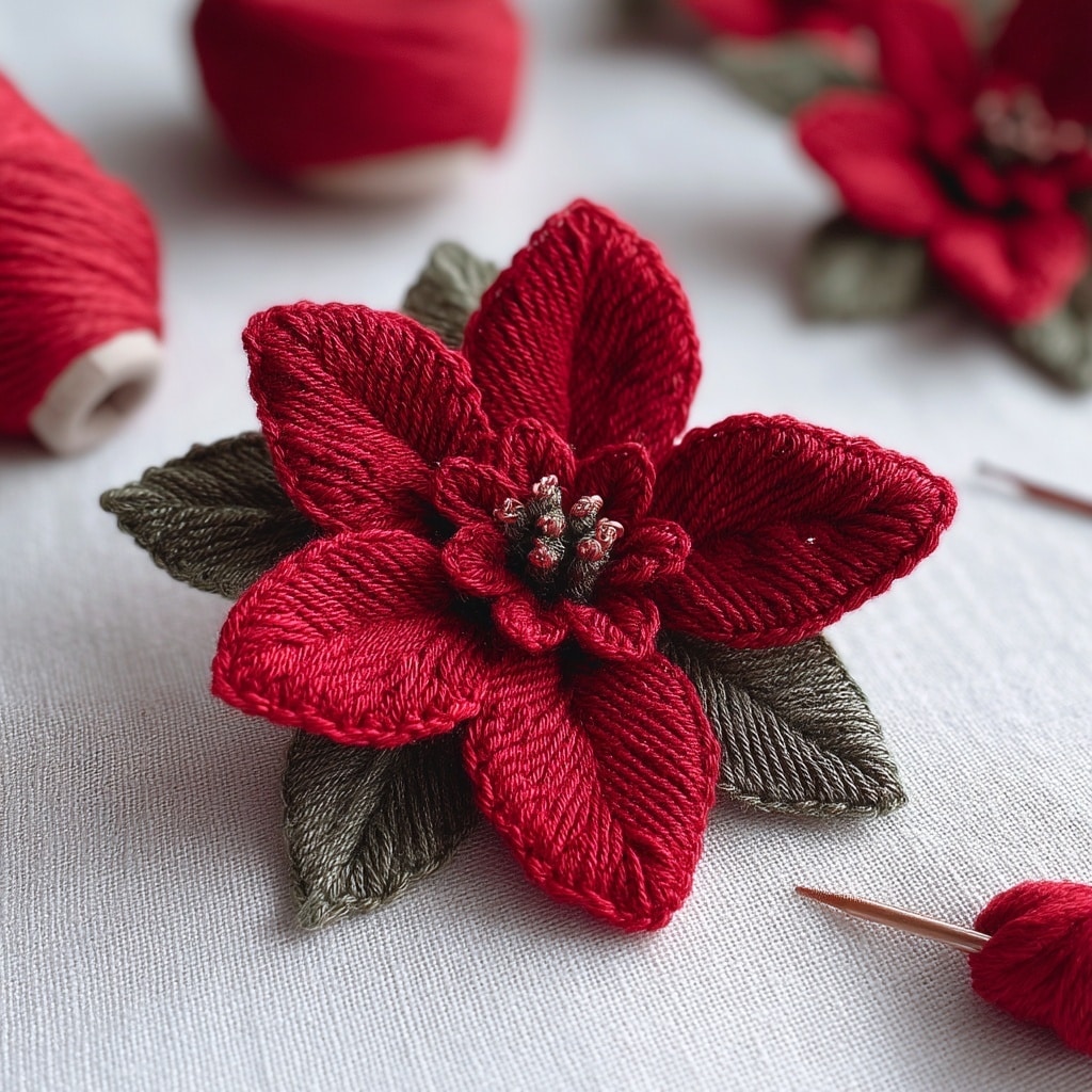 Crochet Bendable Poinsettia Flower Pattern 4 Small Petal Construction