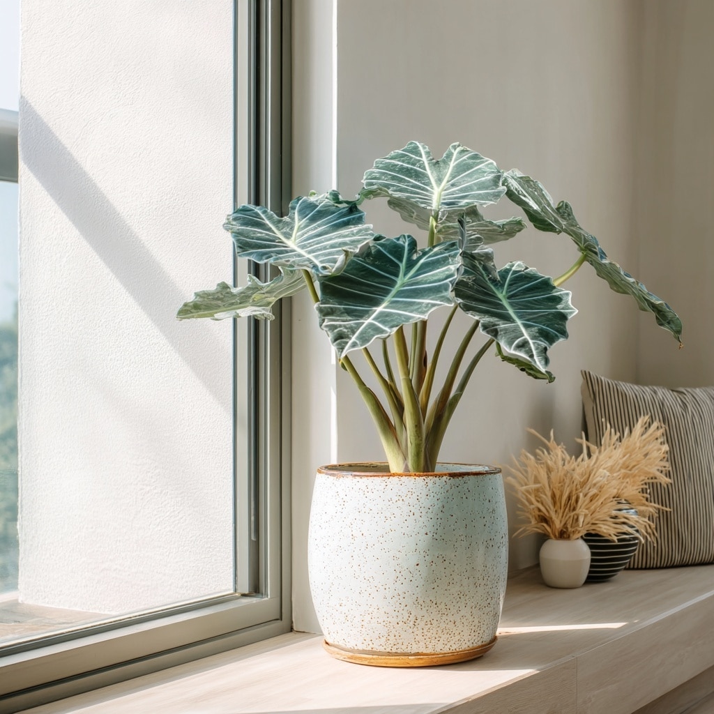 10 Best House Plants for Every Room 2 . Alocasia Sanderiana — Living Room