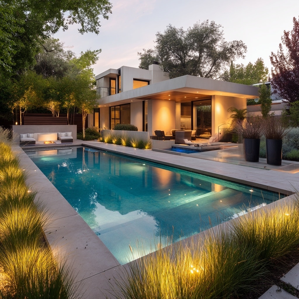 Modern Backyard Pool Landscaping Ideas 2 Balance Structure and Nature