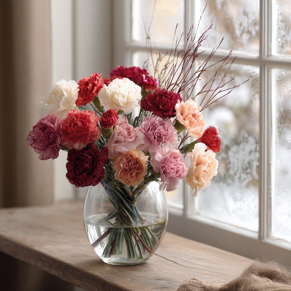 January Flowers: Carnations & Snowdrops