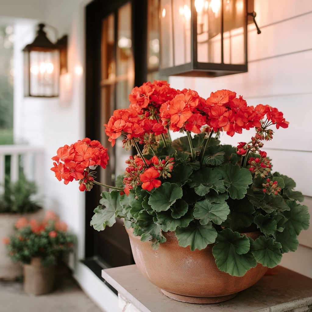 Classic Porch Planter with Geraniums