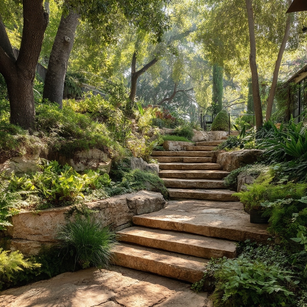 Landscaping Ideas for an Uneven Backyard 2 Create a Terrace with Steps