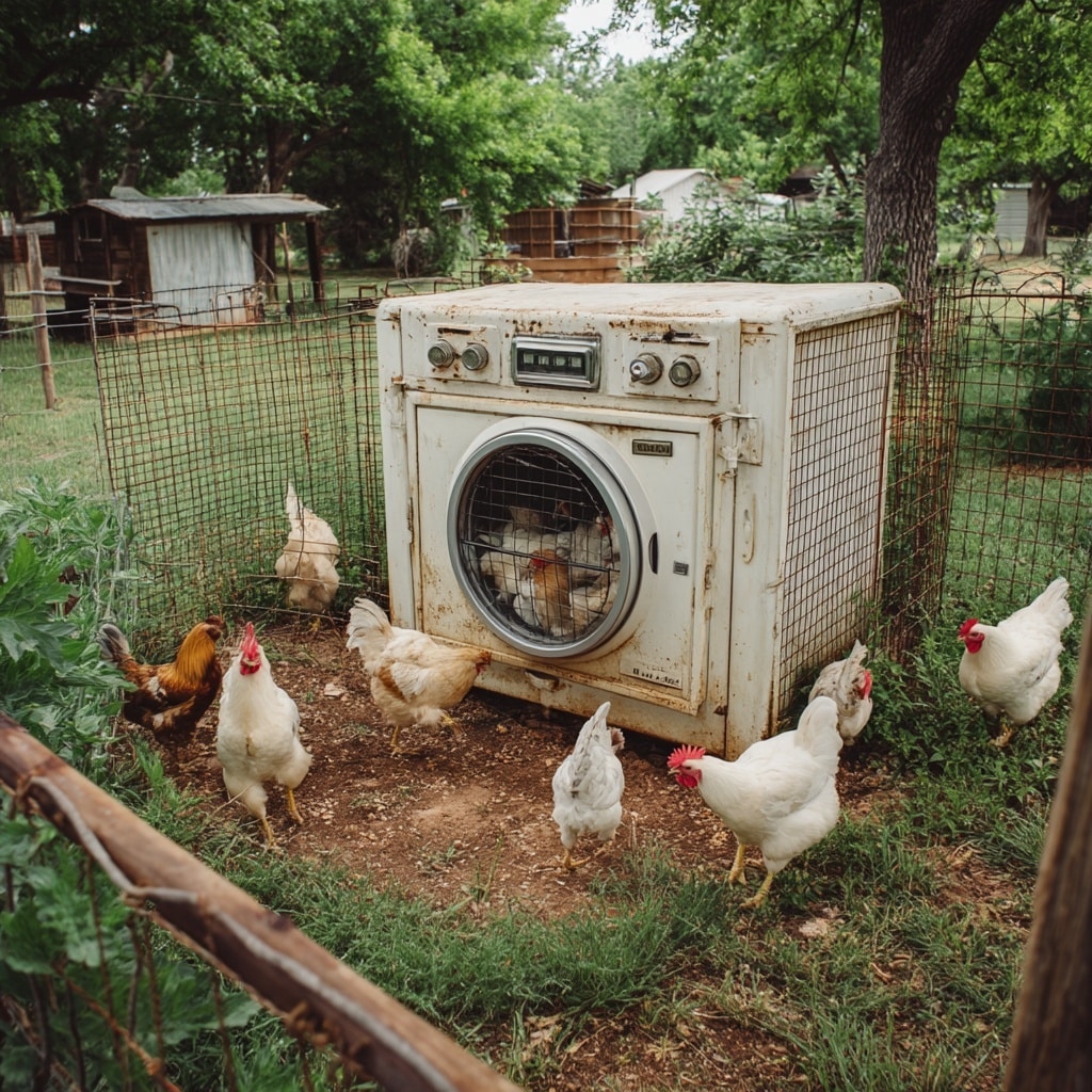 7 Chicken Coop Ideas That Are Cheap, Safe & Creative 2  Old Washing Machine Chicken Coop