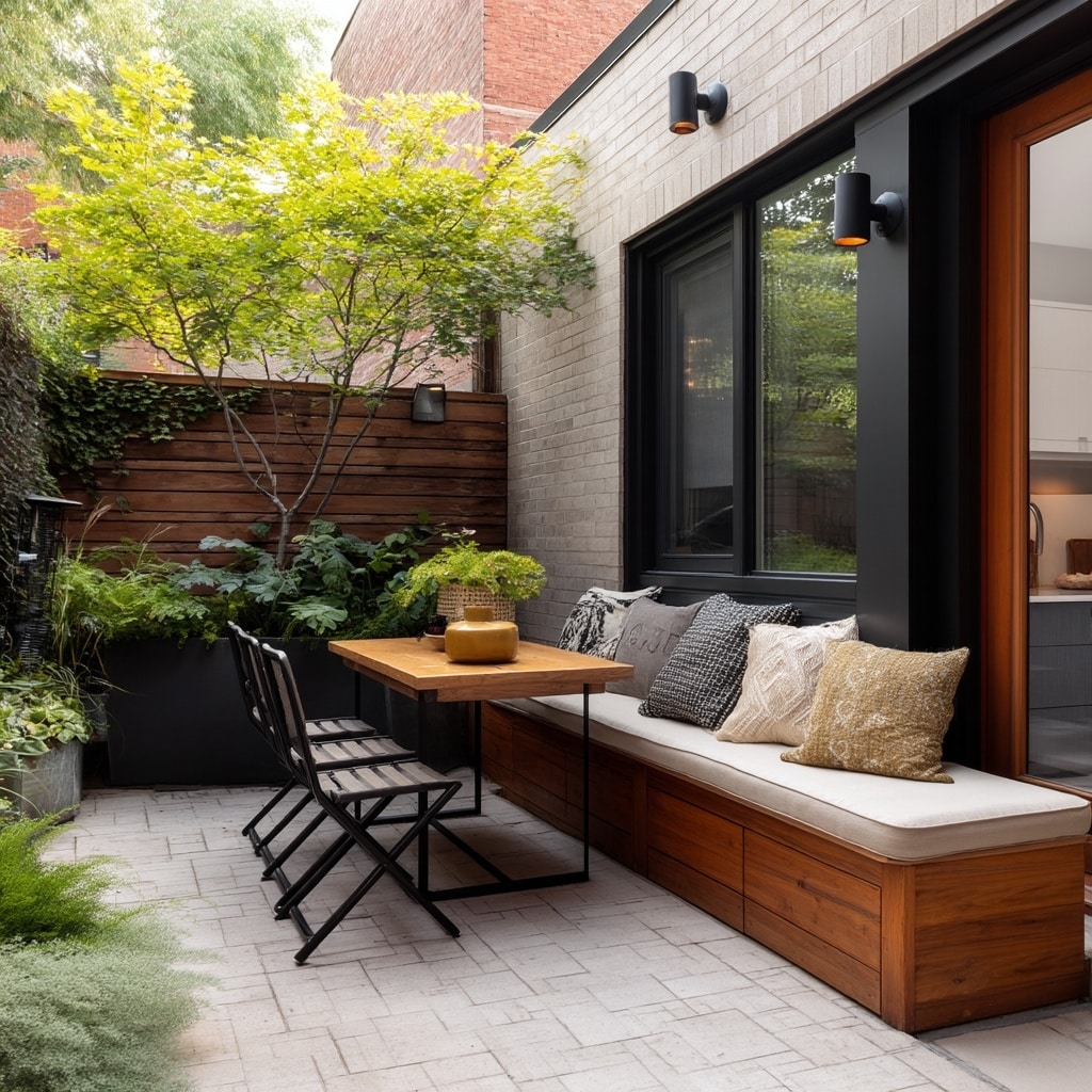 10 Small Backyard Patio Ideas for Hosting 2 . Use Space-Saving Furniture