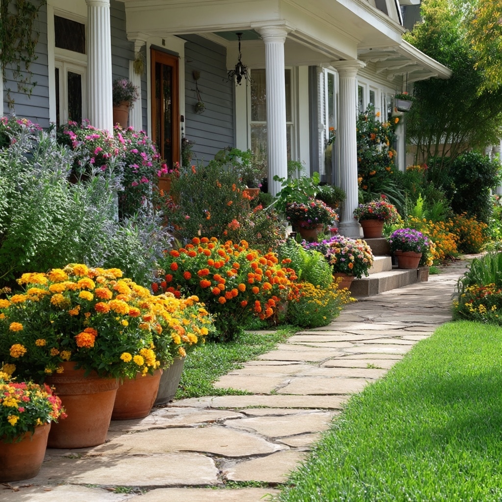  Planters as Curb Appeal Near Entry Path
