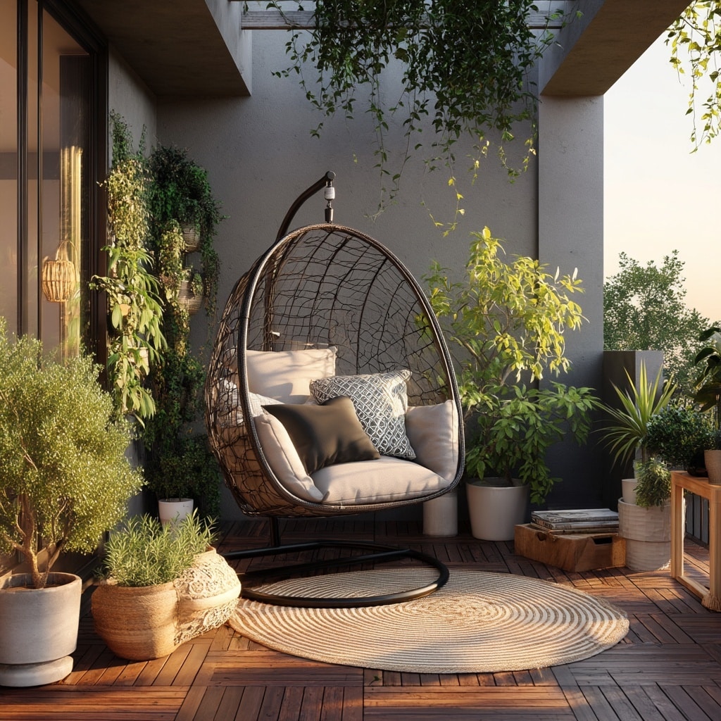 12 Outdoor Ideas for a Cozy Backyard Setup 3 Add a Whimsical Egg Chair