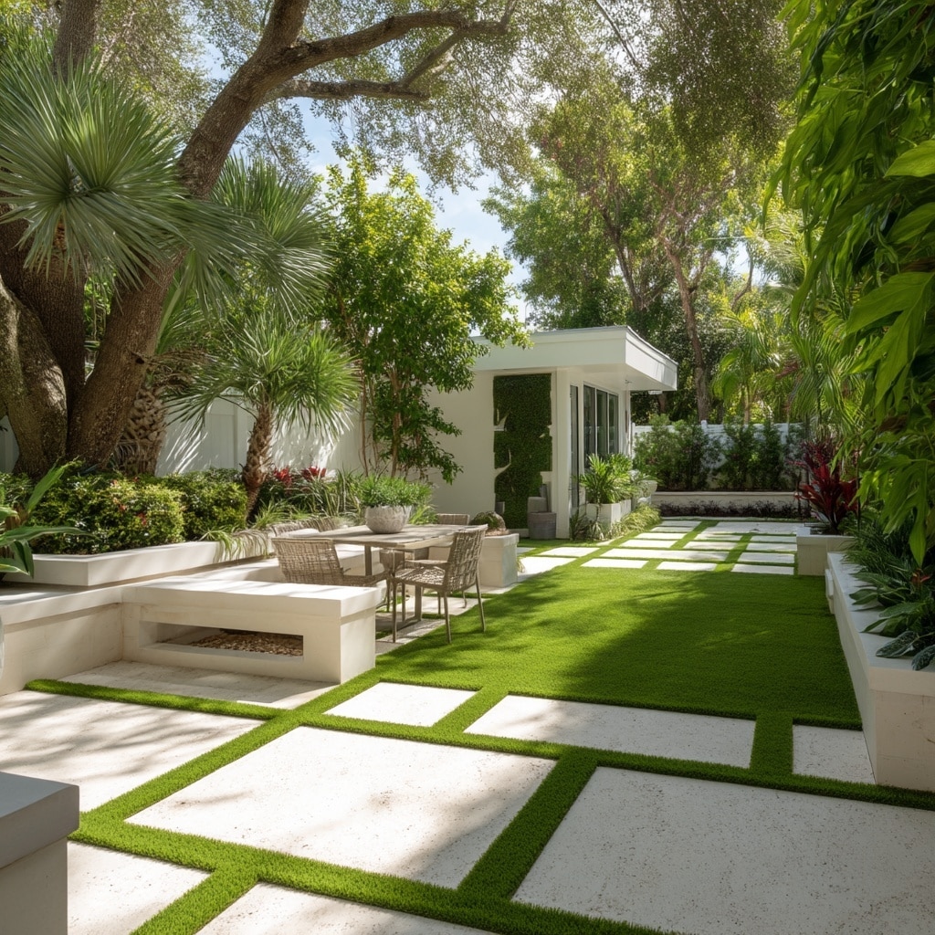 Artificial Turf Backyard Ideas for Florida Homes 3 Create Backyard Art with Turf and Hardscape Patterns