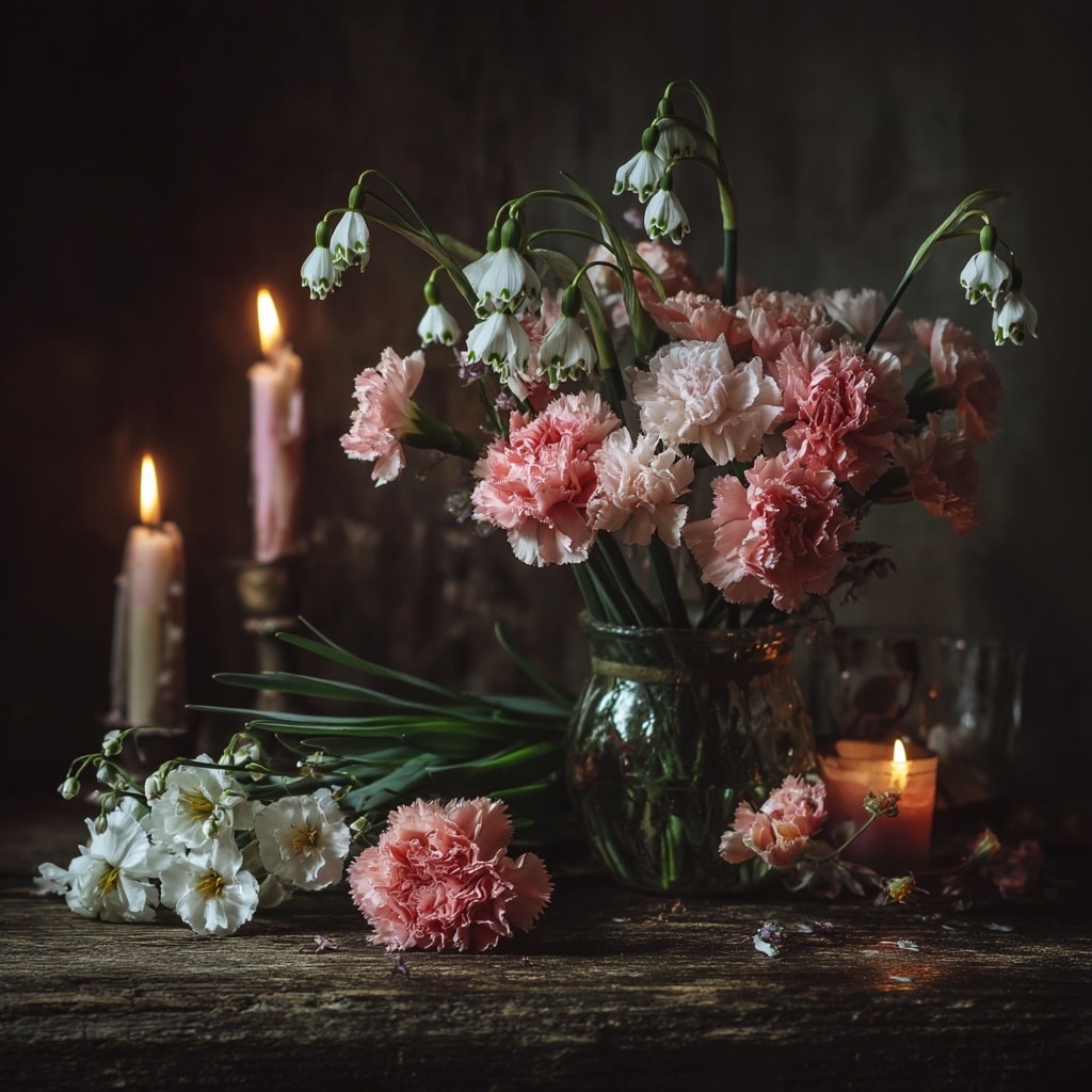 January Flowers: Carnations & Snowdrops