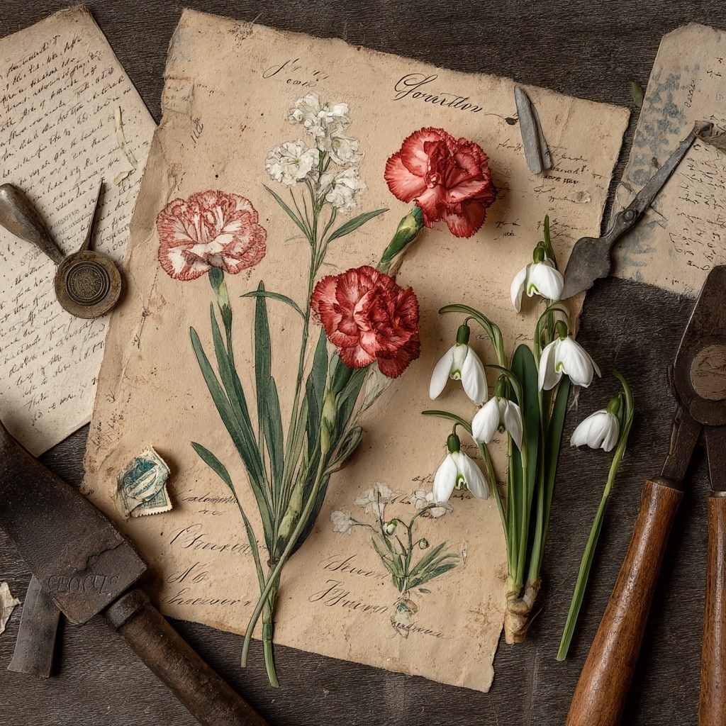 January Flowers: Carnations & Snowdrops