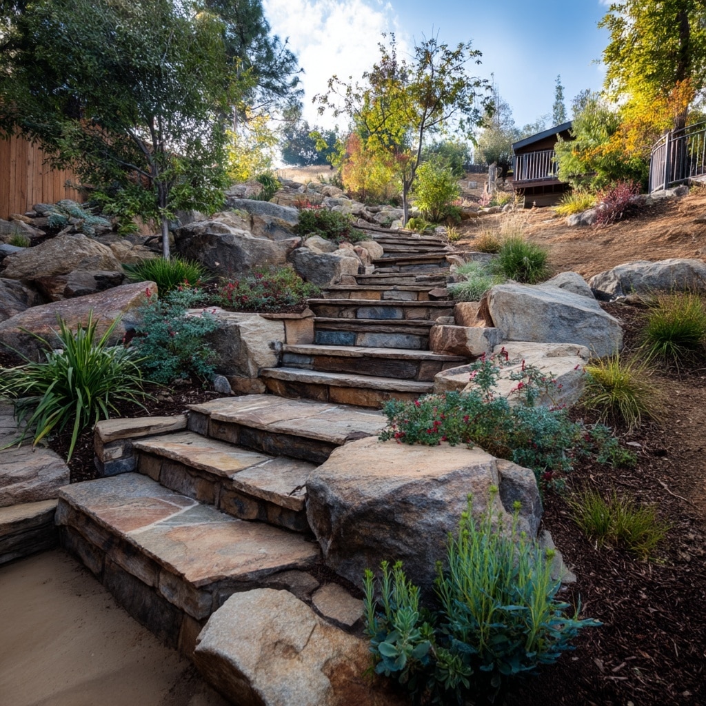 Landscaping Ideas for an Uneven Backyard 5 Build Some Stairs