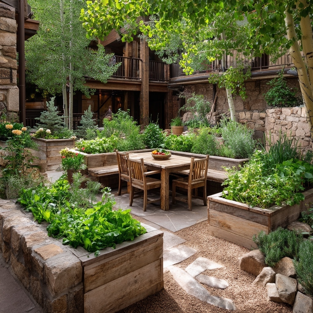 5 Raised Bed Garden Layouts for Every Space 7 Central Courtyard Design