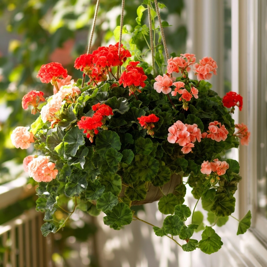 8 Best Hanging Flowers for Beautiful Garden Baskets 7 Pelargoniums (Geraniums)